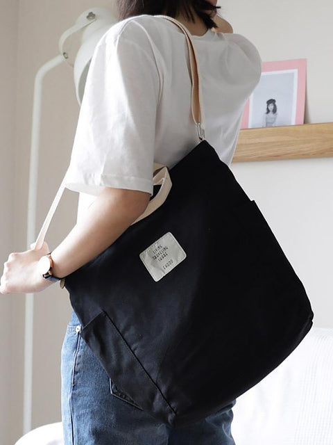 Casual Patchwork Large Canvas Shoulder Bag