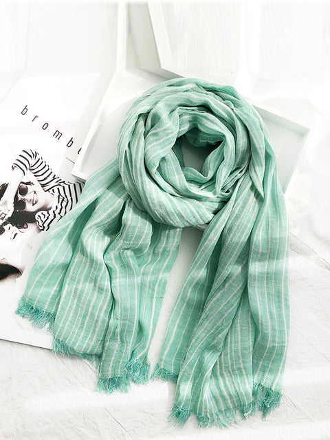 Women Vintage Stripe Tassel Soft Scarves