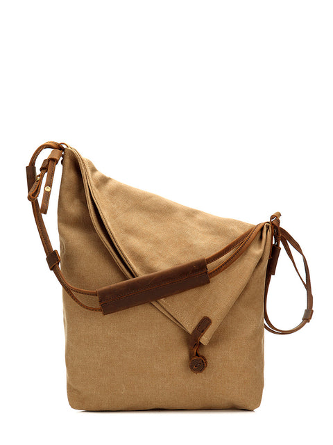 Women Canvas And Leather Crossbody Bag