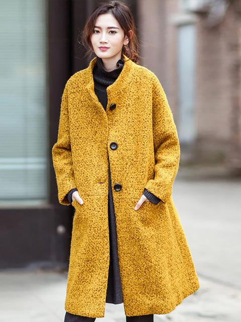 Plus Size Winter Women Casual Loose Woolen Coat